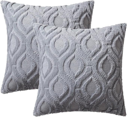 MIULEE Grey Blue Throw Pillow Covers 20x20 Inch, Soft Winter Plush Faux Wool - Image 6
