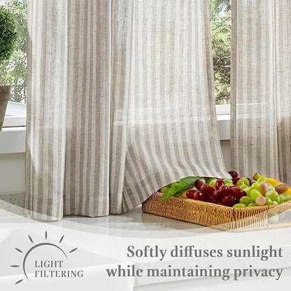 jinchan Striped Linen Kitchen Curtains - Image 6