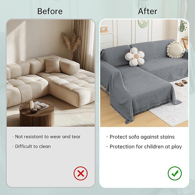 MYSKY HOME Couch Cover for Sectional Sofa, 2 Pieces Couch Covers for L Shape - Image 5