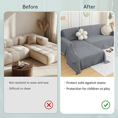 MYSKY HOME Couch Cover for Sectional Sofa, 2 Pieces Couch Covers for L Shape - Image 5