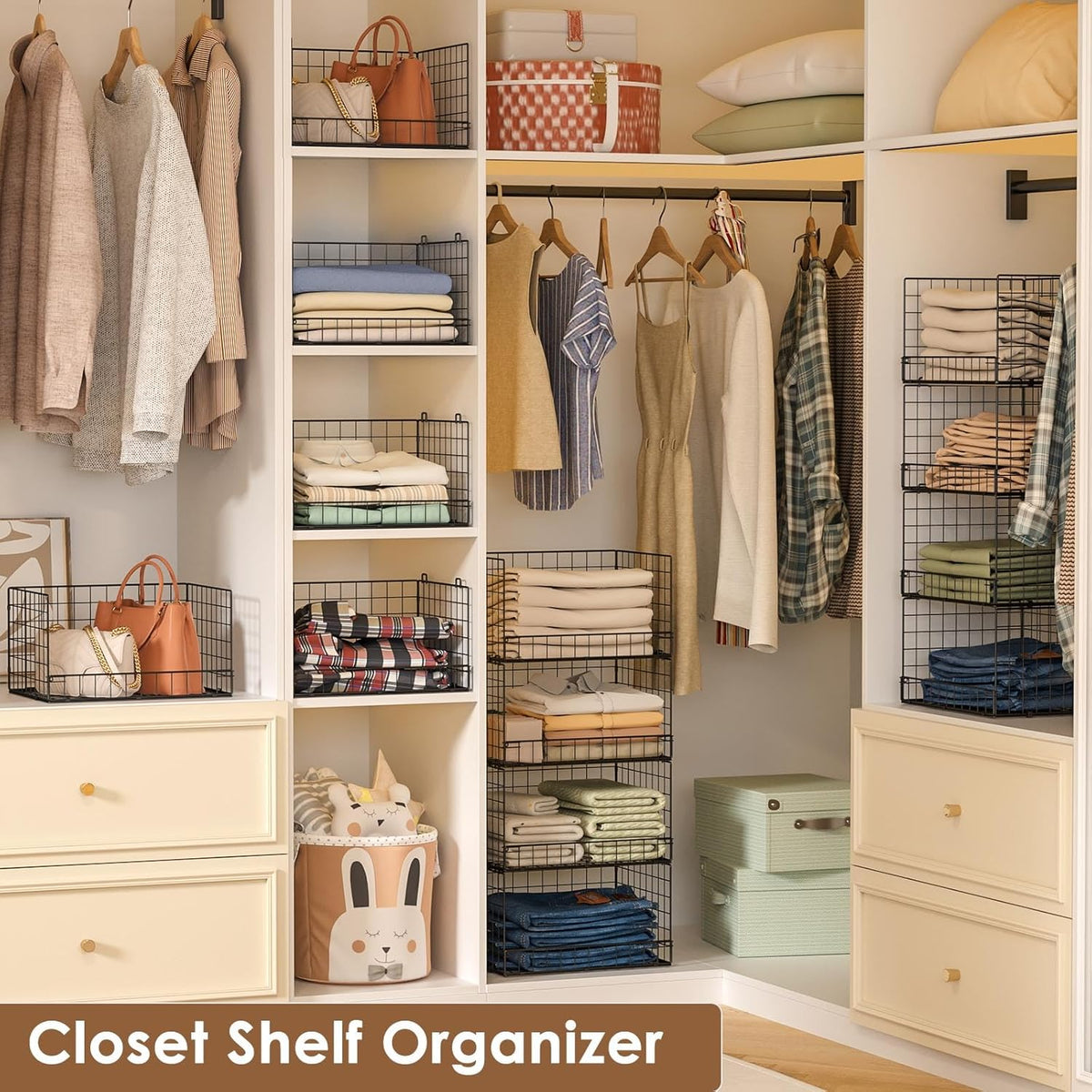yociyoga 4-tier stackable closet organizers and storage shelves, package contents
