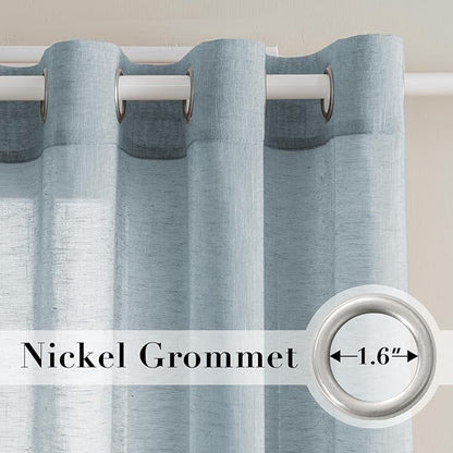 H.VERSAILTEX Linen Curtains Nickel Grommet Natural Linen Semi-Sheer Curtains 2 - Image 2