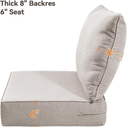 6" Thick Outdoor Cushions 24x24x6, 6-Set Deep Seat Patio Cushions - Image 4