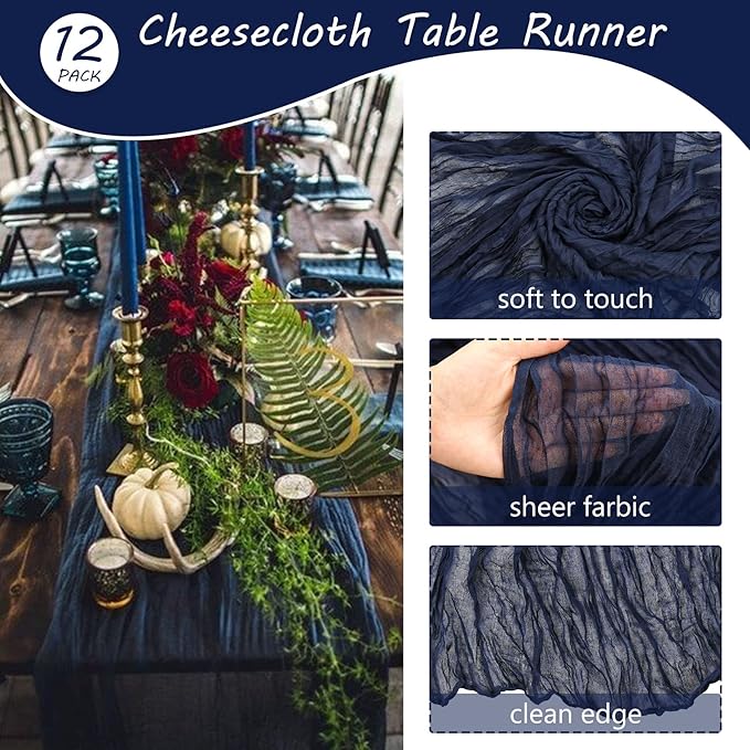 12 Pack 13Ft Cheesecloth Table Runner 35x157 Inch Boho Gauze Table Runner - Image 4
