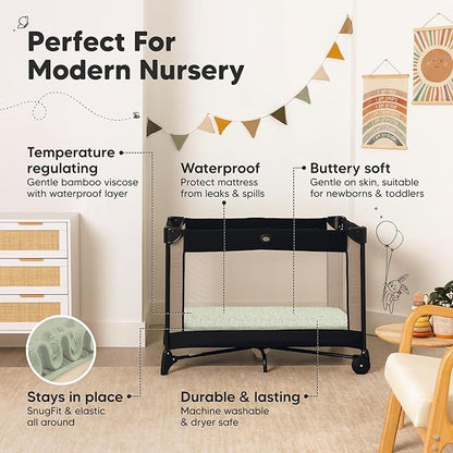 2-Pack Waterproof Pack and Play Sheets, Mini Crib Sheets Fitted - Image 5