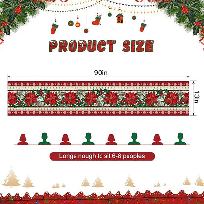 OTOSTAR Snow Holly Pinecone Christmas Red Flower Table Runner, Xmas Seasonal - Image 5