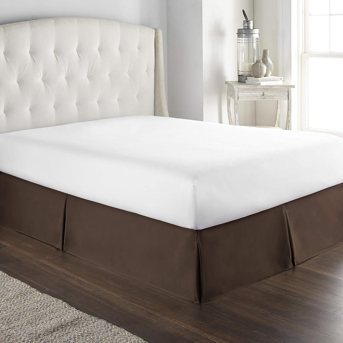 Bed Skirt - 100% Cotton 800 Thread Count Box Pleated Bed Skirt - Luxury Pleated