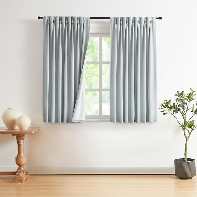 Vision Home Pinch Pleated Full Blackout Curtains Linen Blended Room Darkening by VisionHome