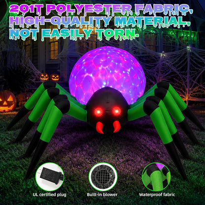 SUNNINO 10FT Giant Halloween Inflatable Spider with LED Lights