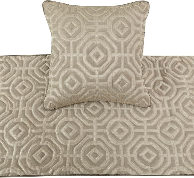The HomeCentric King/Queen/Twin Beige Designer King 90"x18" Bed Runner - Image 2