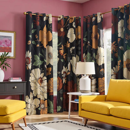 jinchan black boho floral blackout curtains 84 inch, package contents