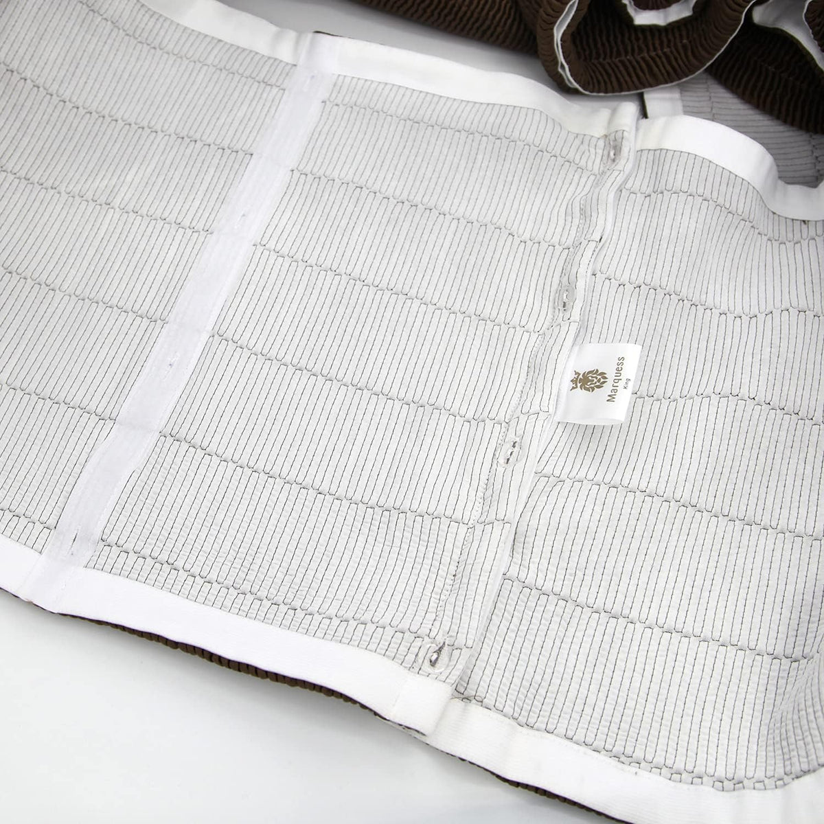 marquess box spring cover-wrap around elastic.vertical stripe pattern, side view