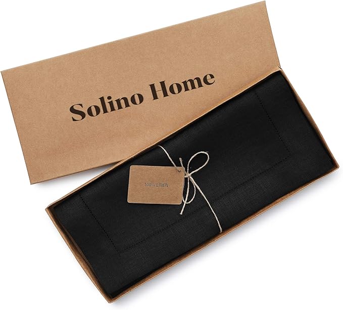 Solino Home Linen Black Table Runner 72 Inches Long - Image 5