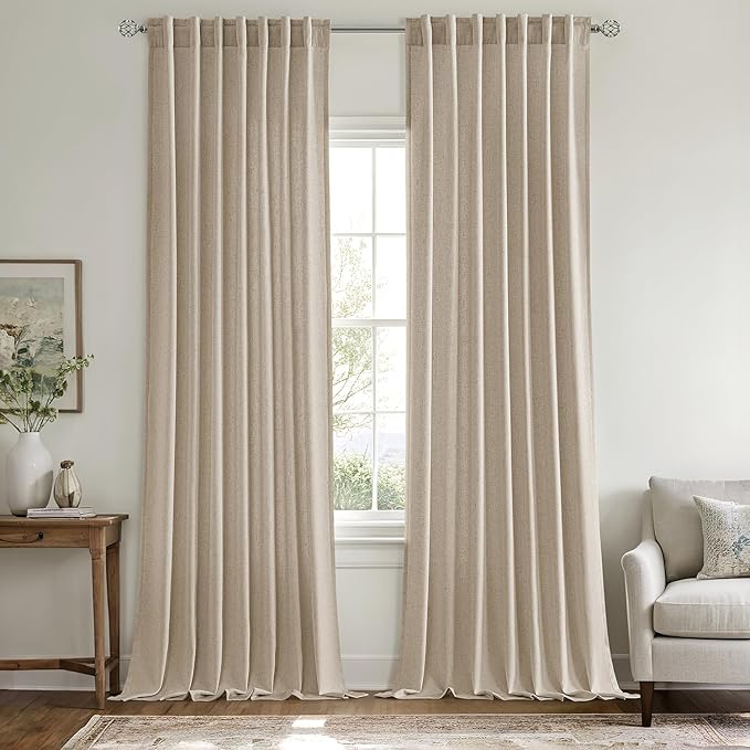 MIULEE Non-See-Through Privacy Linen Curtains 2 Panels, Light Filtering Window - Image 3
