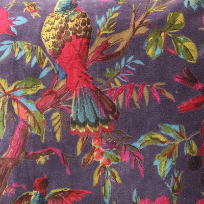 Eyes of India Velvet Floral Flower Bird Throw Pillow Sofa Cushion Cover Case - Image 3