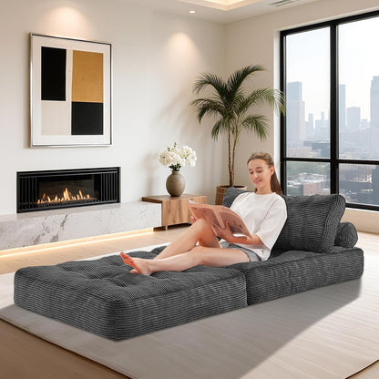habutway folding sofa bed,convertible sleeper chair bed w/2-pillow, side view