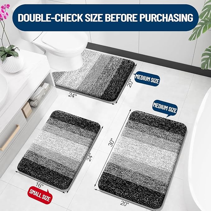 OLANLY Luxury Toilet Rugs U-Shaped 24x20, Extra Soft and Absorbent Microfiber - Image 3