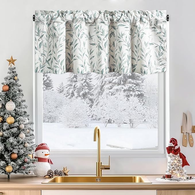 Leeva Farmhouse Leaves Print Semi-Blackout Curtains Valances - Image 7