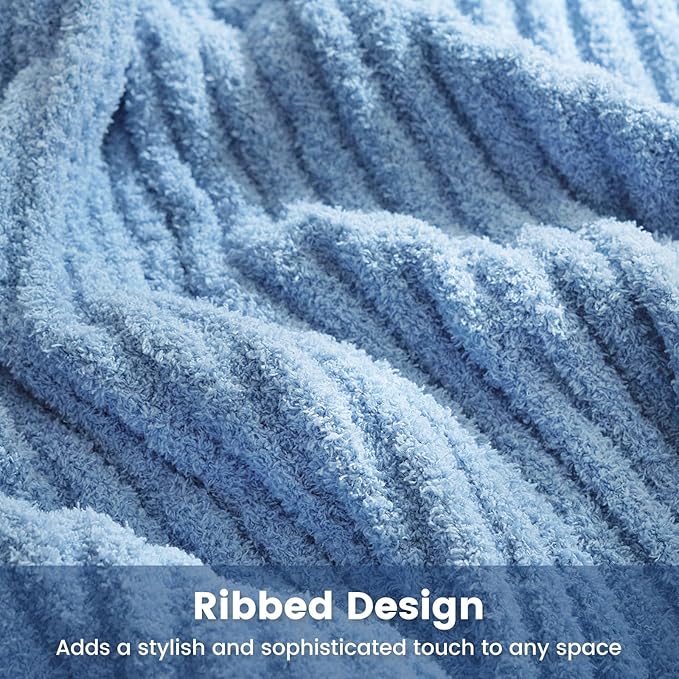Snuggle Sac Ribbed Blue Throw Blanket - Image 8