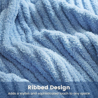Snuggle Sac Ribbed Blue Throw Blanket - Image 8