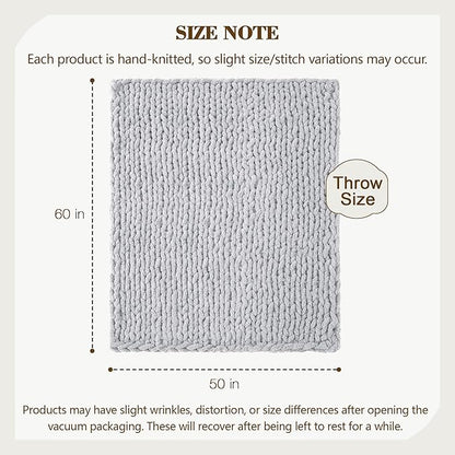Carriediosa Chunky Knit Throw Blanket 50" X 60", 100% Hand Made Large Chenille - Image 3