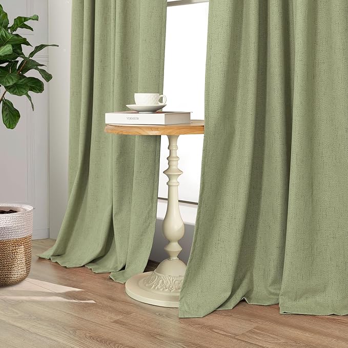 Light Sage Green Short Blackout Curtains - Image 9