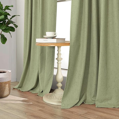 Light Sage Blackout Curtains for Bedroom Aesthetic 54 Inch Long 2 Panel Thermal - Image 9
