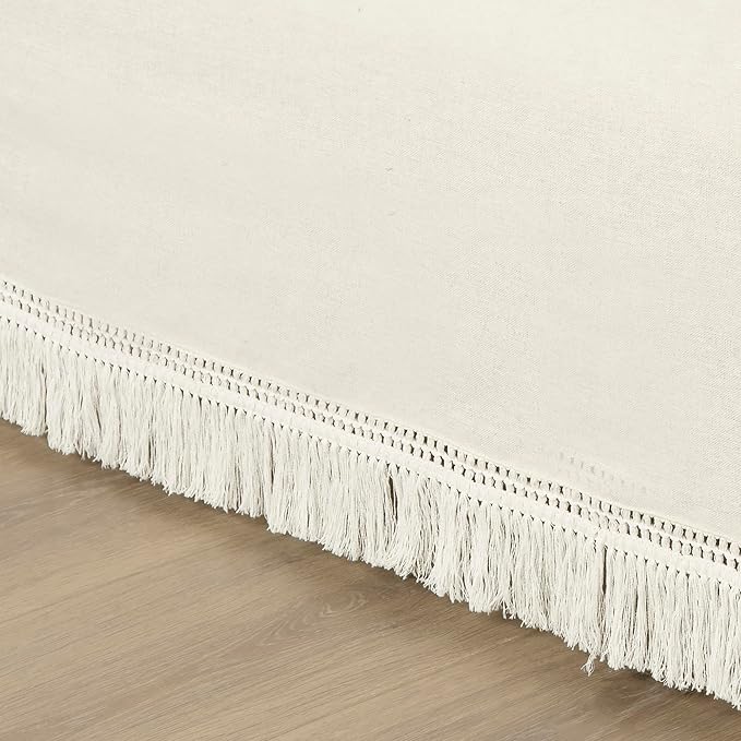 Lush Decor Boho Fringe 15-Inch Tailored Drop Easy Fit Bedskirt - Image 3