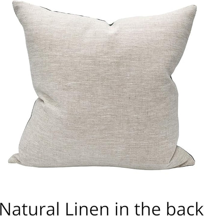 Designer Floral Print on Natural Linen Pillow Cover | Indigo Blue and Rust - Image 5