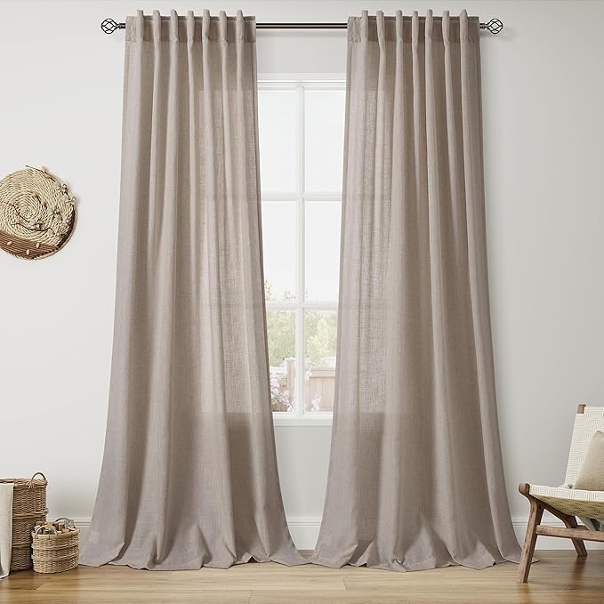 Nanspring Modern Farmhouse Linen Curtains 96 Inches Long by Nanspring