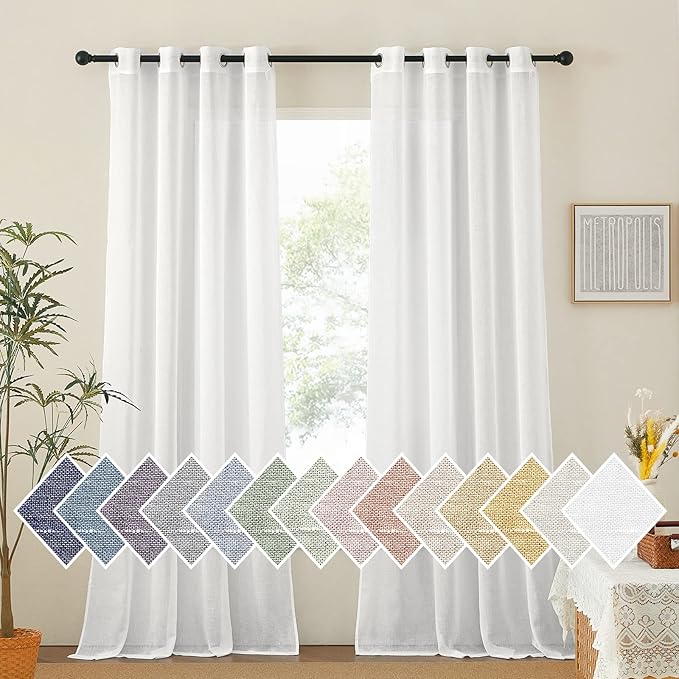 NICETOWN White Living Room Curtains Extra Long 135 inches Long, Grommet Linen by NICETOWN