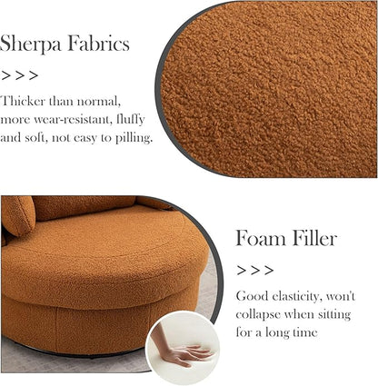 Aoiy & Wifon 42.2" W Oversized Swivel Barrel Chair - Image 8