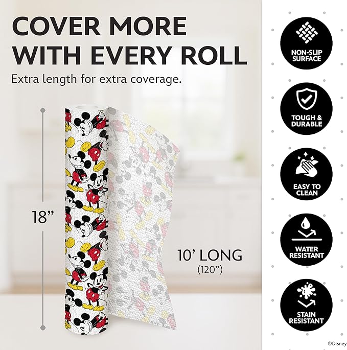 Disney Non Adhesive Shelf Liner – 18”x 10 ft Water-Resistant Drawer Liners - Image 6