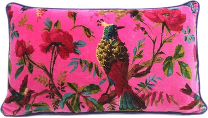 Eyes of India Velvet Floral Flower Bird Throw Pillow Sofa Cushion Cover Case by EyesofIndia