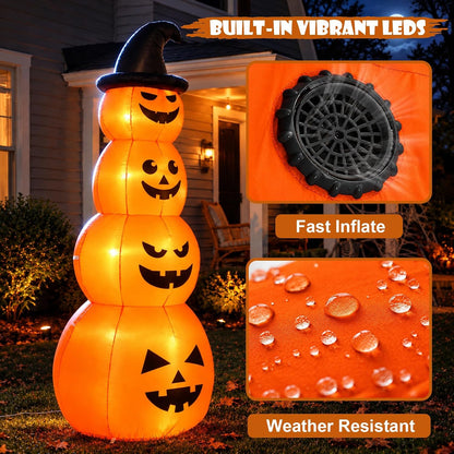 8FT Halloween Inflatable Stacked Pumpkins Outdoor Party Decor