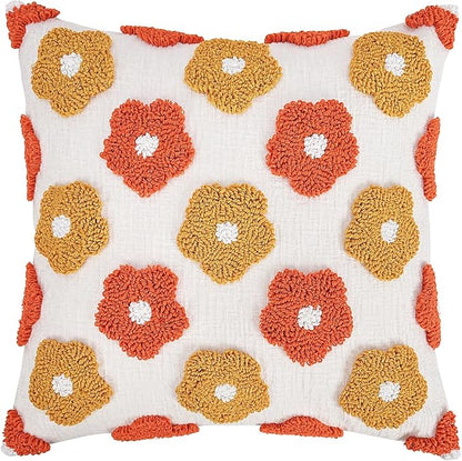 Adabana Chenille Flower Throw Pillow Cover 18x18 Boho Decorative Tufted Pillows - Image 6