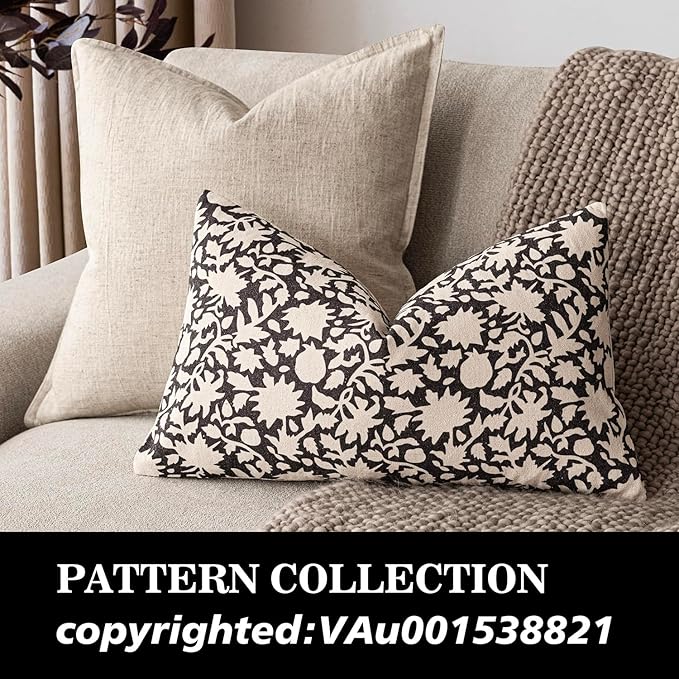 Foindtower Set of 2 Decorative Neutral Floral Lumbar Throw Pillow Covers Accent - Image 4