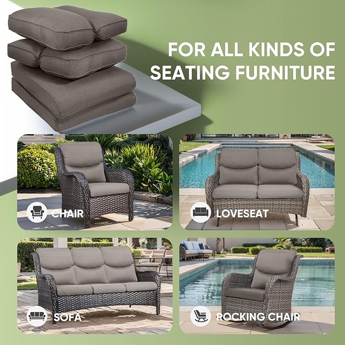 Outdoor Chair Cushion Set of 2, Waterproof Outdoor Seat Cushions 25x22 - Image 6
