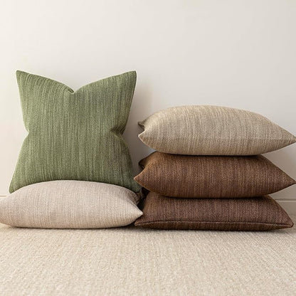 Foindtower Set of 2 Decorative Textured Burlap Linen Throw Pillow Covers - Image 6