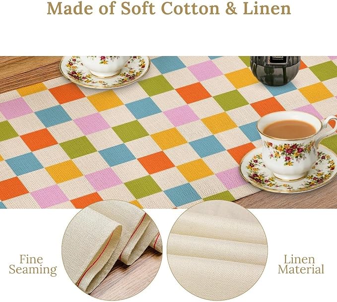 Retro Checkered Table Runner, 60s 70s Summer Seasonal Table Runners - Image 4