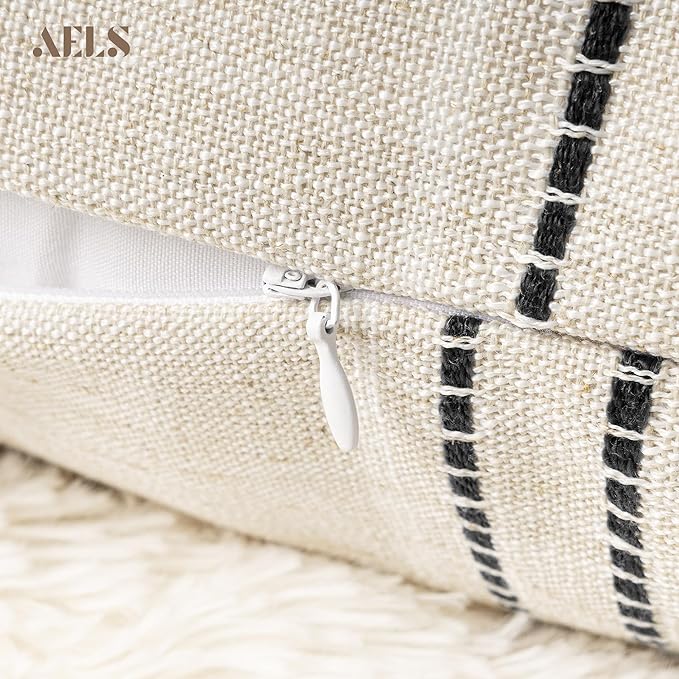 AELS 14x36 Decorative Lumbar Throw Pillow Covers, Farmhouse Linen Textured Long - Image 4