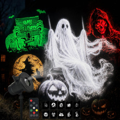Halloween Projector Lights Outdoor, 10 Slides w/Remote & Timer
