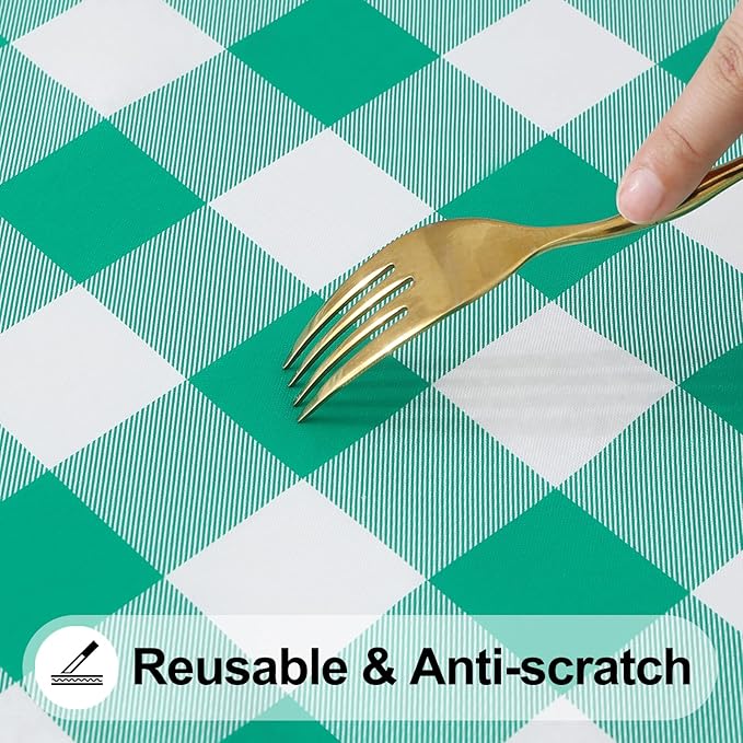 Smiry Rectangle Picnic Table Cloth, Elastic Waterproof Fitted Vinyl Tablecloths - Image 7