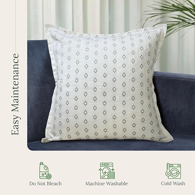 SanVia Serenity Premium Cotton Throw Pillow Covers, 20 x 20 Inches, Luxurious - Image 6
