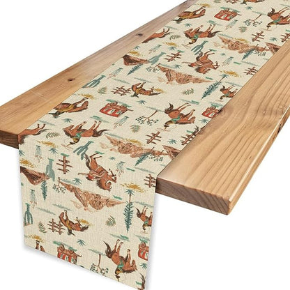Western Cowboy Table Runner, Rustic Country Cowboy American Wild West Riding - Image 4