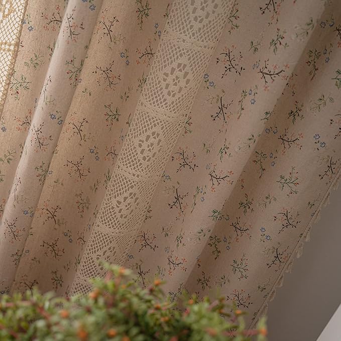ENJOYBRIDAL Floral Curtains 96 Inch Length 2 Panels Crochet Lace Patchwork - Image 7