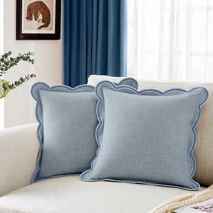 Scalloped Pillow Cover Pack of 2 Spring Chenille Decorative Throw Pillow Covers by Ohocut