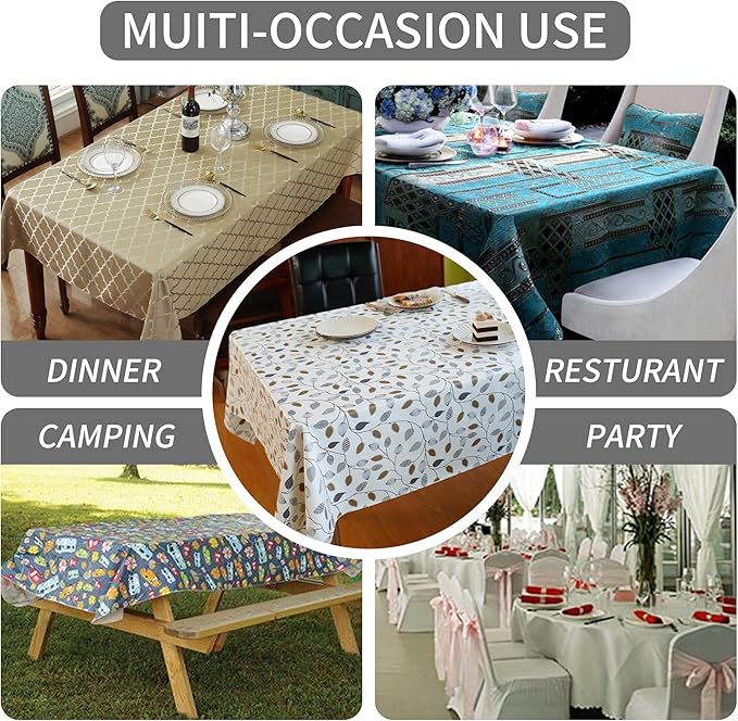 Rectangle Table Cloth, 100% Waterproof Tablecloth Oil Proof Spill Proof Vinyl - Image 6