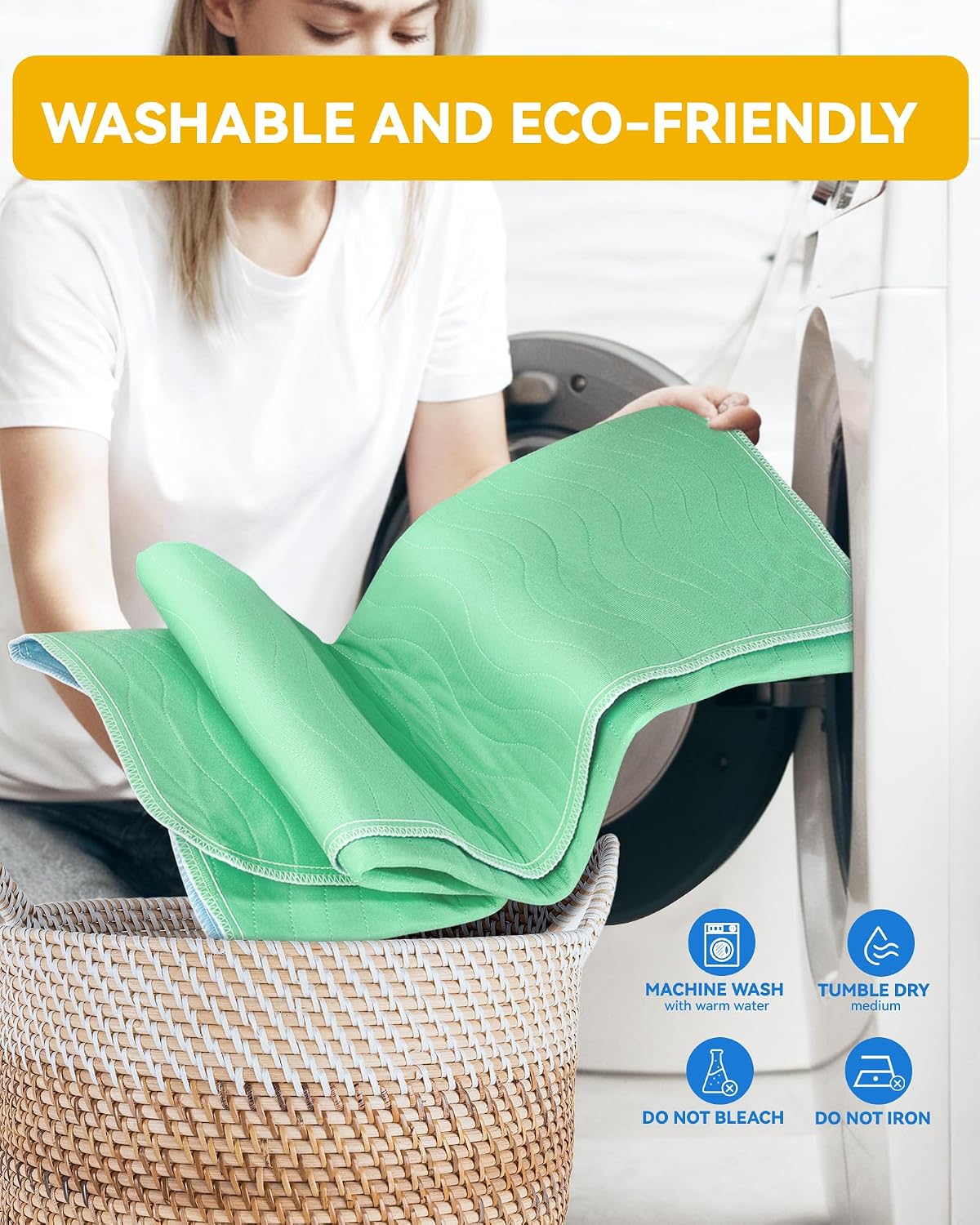 washable incontinence bed pads waterproof for adults, 36"x54"-4 on a desk or shelf