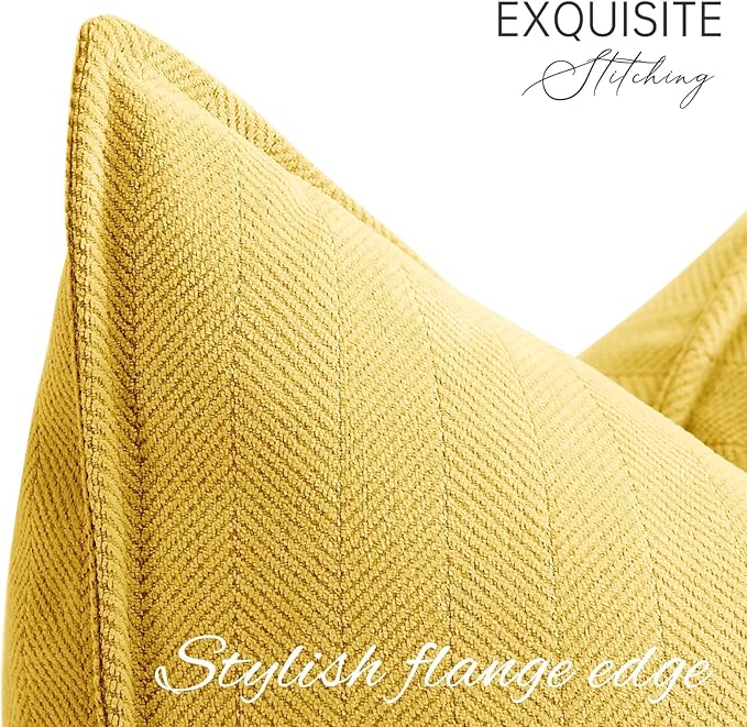 ZWJD Yellow Pillow Covers 12x20 Set of 2 Chenille Throw Pillow Covers - Image 2